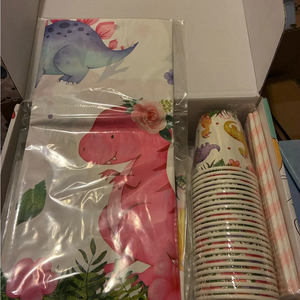 Dinosaur First Birthday Party Supplies-Girl 1st Birthday-24 Guests